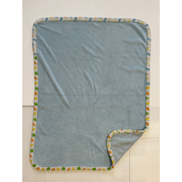 Le Bebe Favorite Blue Dinosaur Dino Trim Edge Baby Blanket Lovey Security Infant - Picture 3 of 4